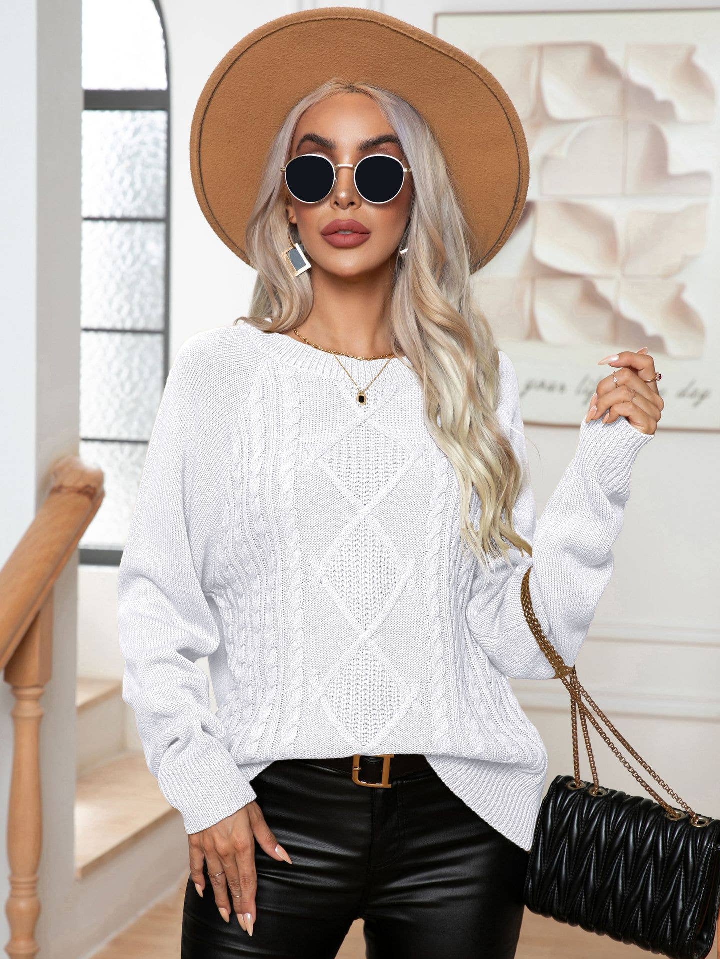 Twisted Long Sleeve Twist Knit Pullover Sweater