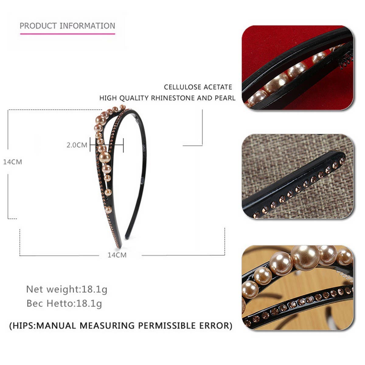 ACETATE GEOMETRIC BLACK PEARL HEADBAND_CWAHA4360