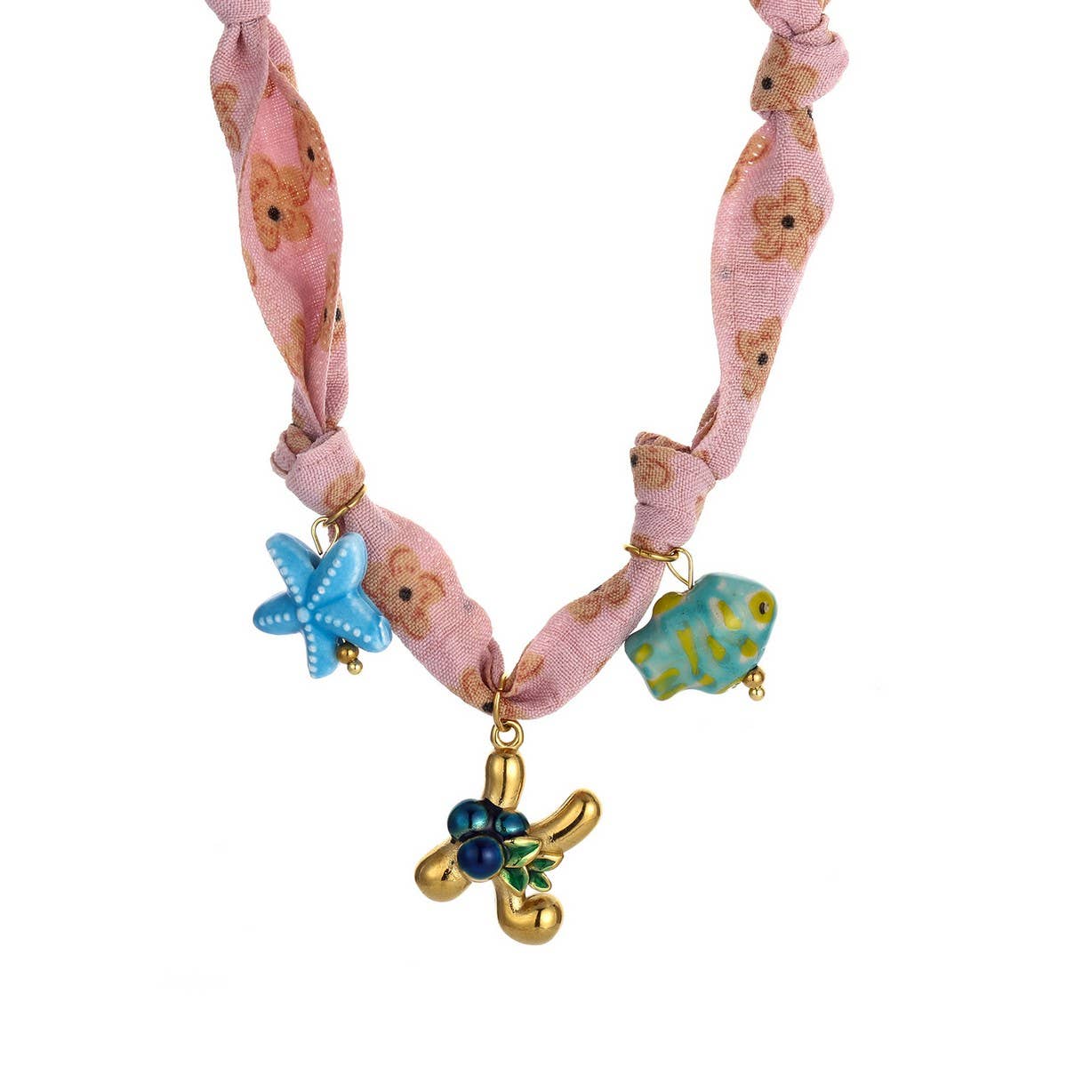 COLORFUL SCARF NECKLACE WITH FRUIT CHARMS_CWMM8801