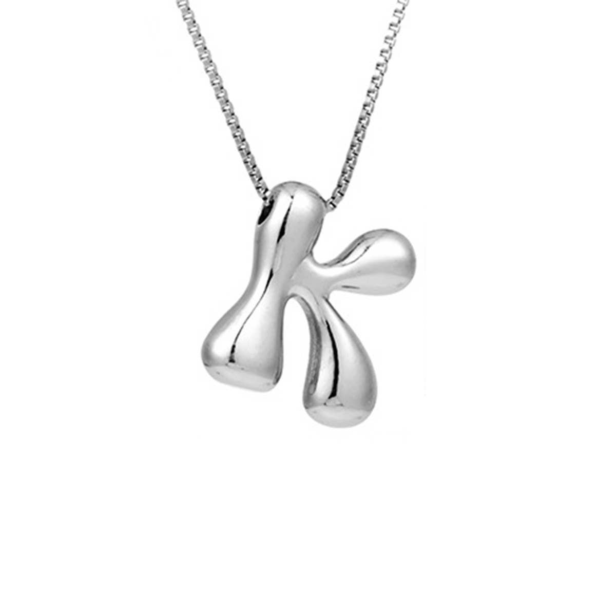 HIP HOP 26 LETTERS PENDANT NECKLACE SILVER CHAIN_CWMM5865