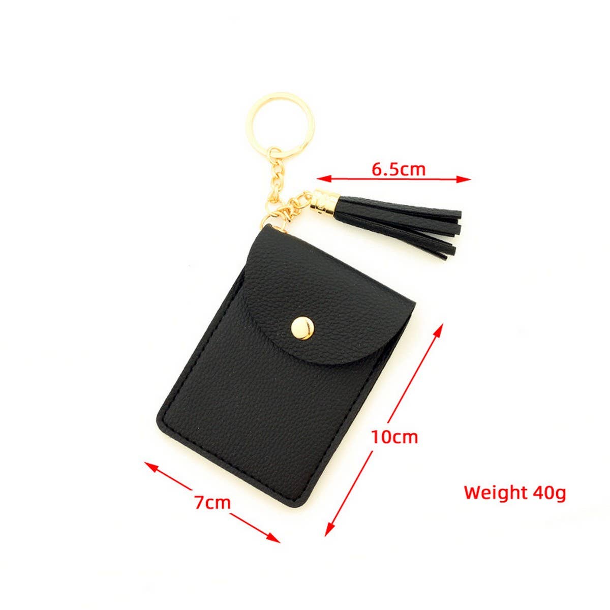 SOLID PU CARD WALLET WITH TASSEL BEAD STRAP_CWAB4967
