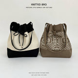 DRAWSTRING MAGNETIC CLOSURE KNITTED SHOULDER BAG_CWAB2376