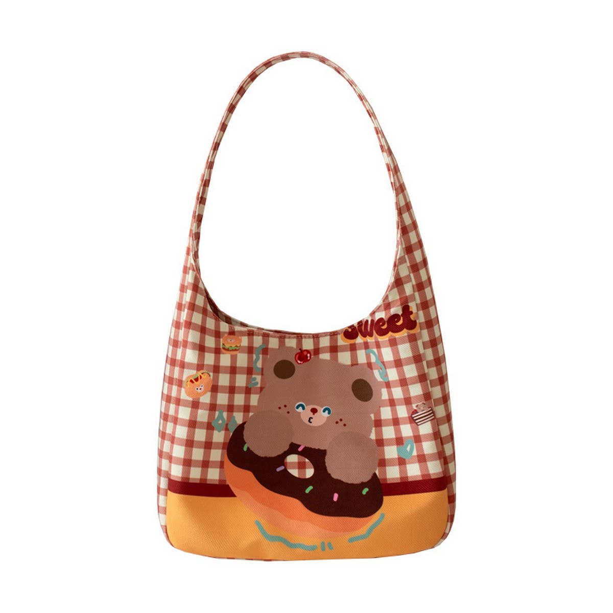 LIGHTWEIGHT LARGE CANVAS TOTE WITH PLAID DESIGN_CWAB5641