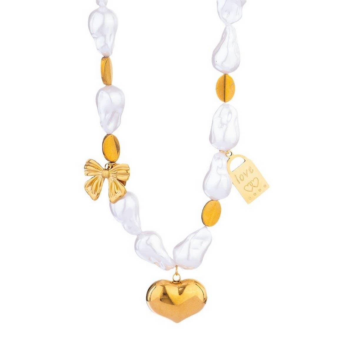 Unique Baroque Turquoise Heart Flower Necklace_Cwmm7535