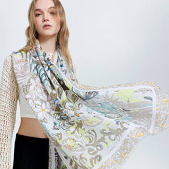 Uv Protection Silk Scarf Floral Beach Shawl_Cwasc0677
