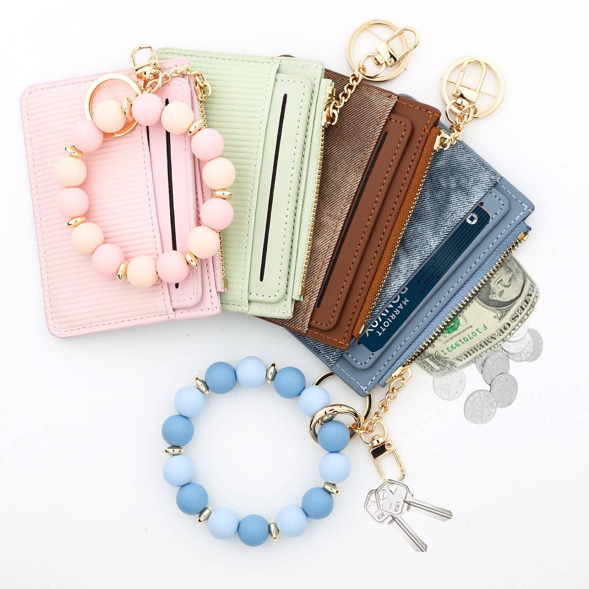SILICONE BEAD KEYCHAIN WALLET ID CARD HOLDER_CUAB00450