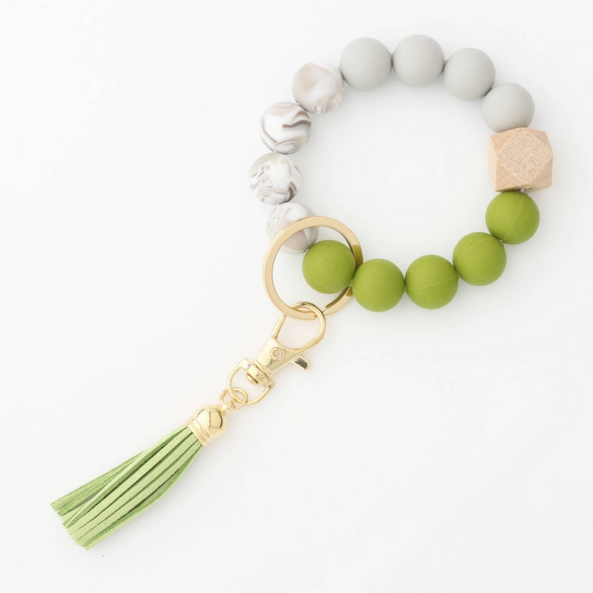 TASSEL BEAD KEYCHAIN BRACELET WITH SILICONE BEADS_CWMM7020