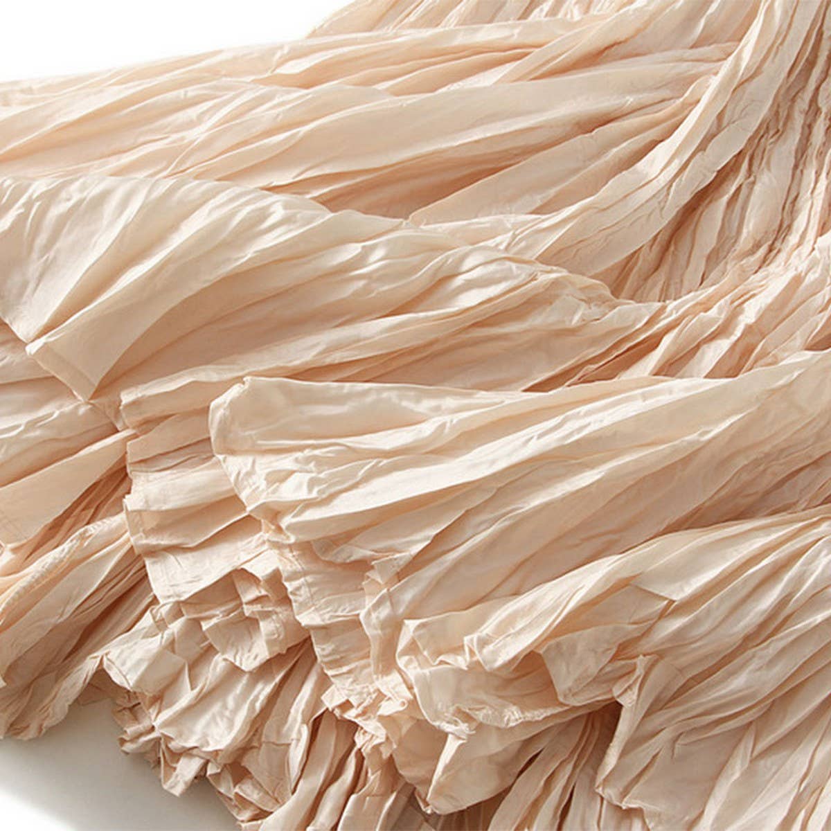 LOOSE PLEATED A LINE FLARED CASUAL MIDI SKIRT_CWBMS0399