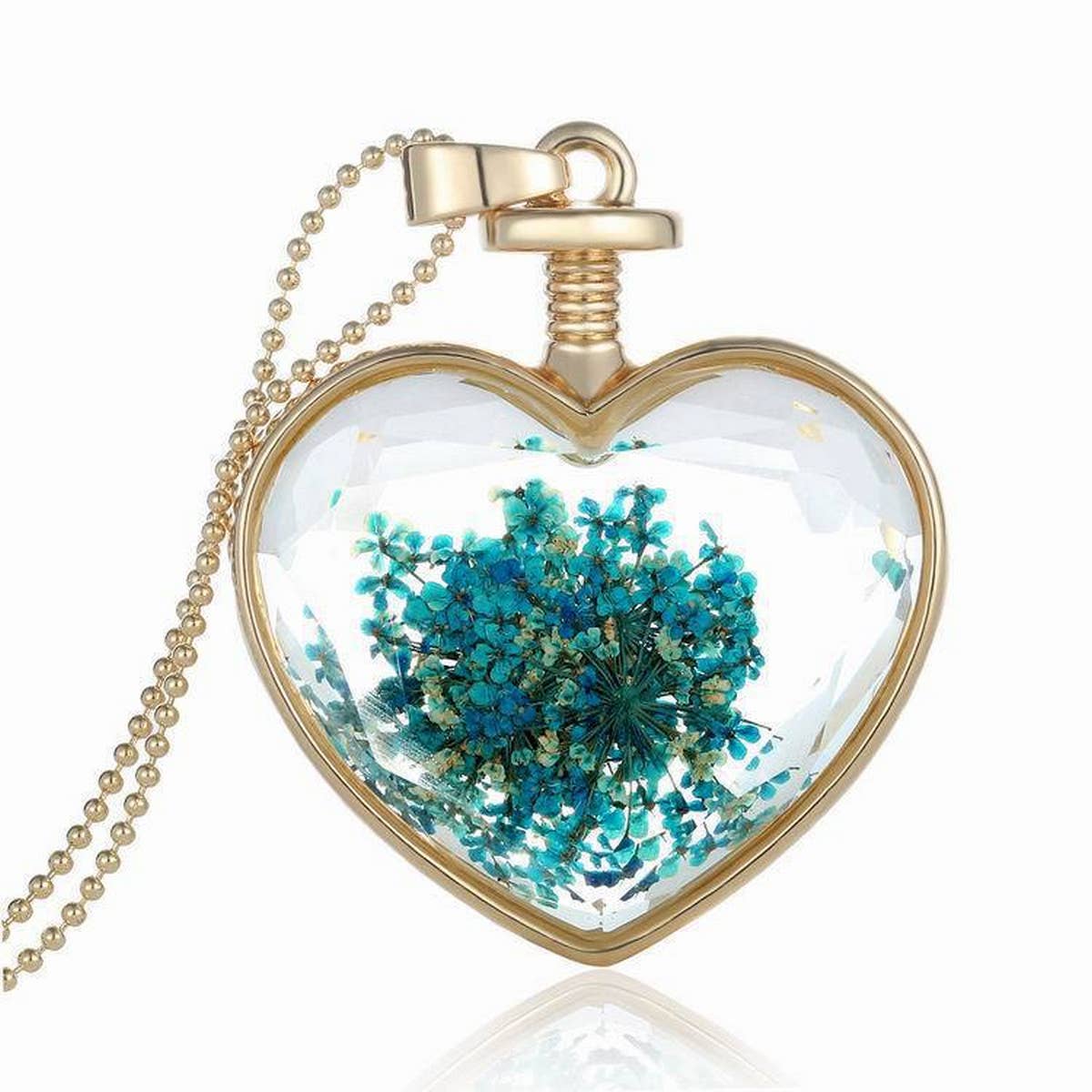 HEART CRYSTAL PLANT DRIED FLOWER NECKLACE_CWAJE2432