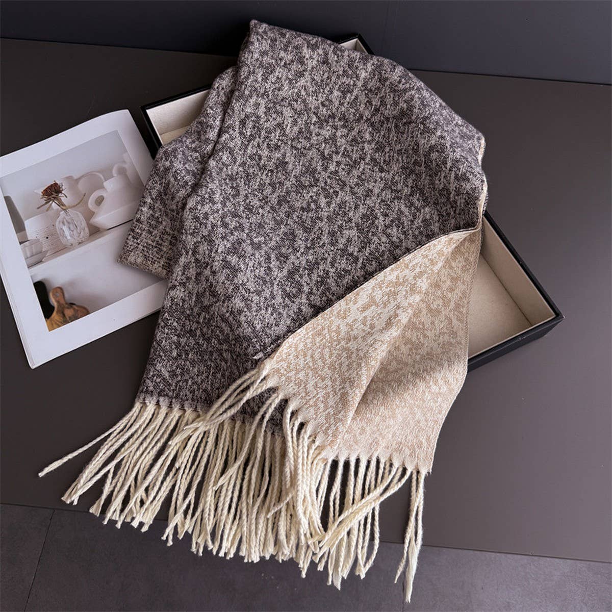 Colorblock Cashmere Feel Soft Warm Tassel Scarf_Cwasc03242