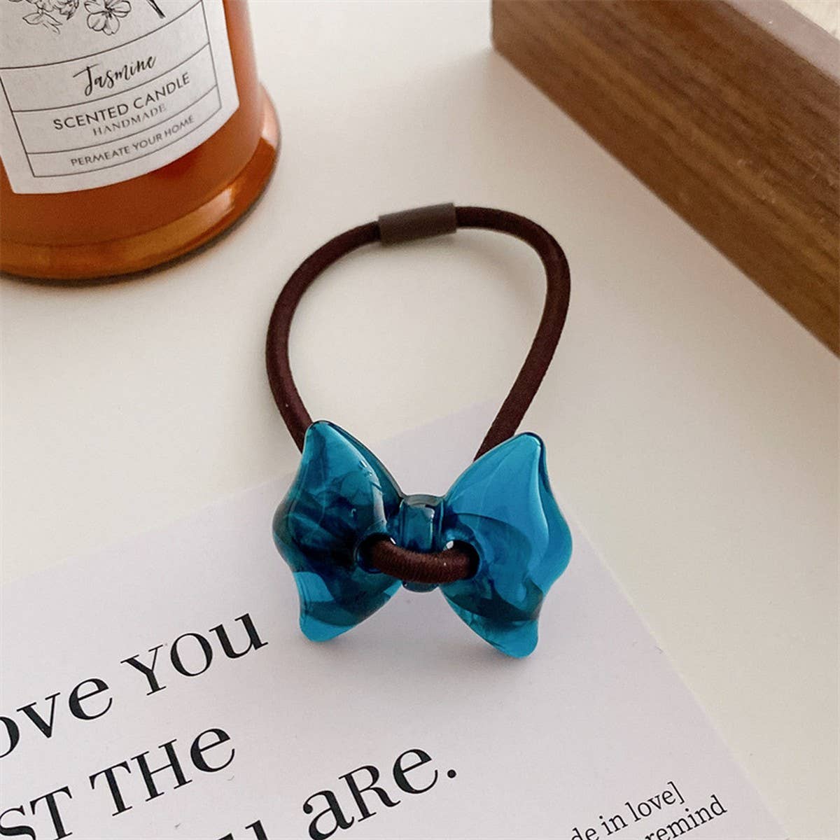 6PCS SET ACRYLIC BEAR FLOWER BOW HAIR TIES_CWAHA0337