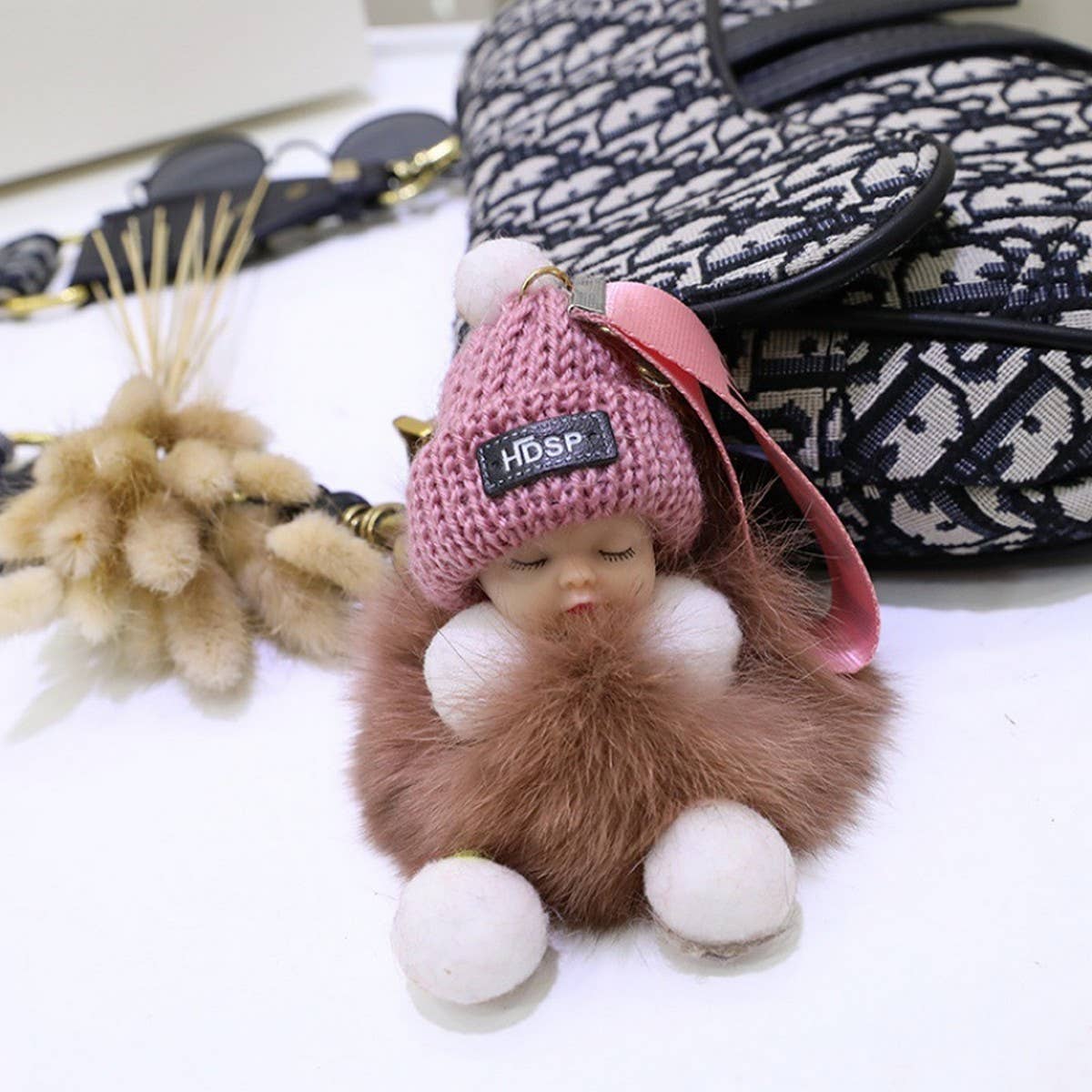 FURRY BALL PENDANT SLEEPING DOLL PENDANT KEYCHAIN_CWMM2513
