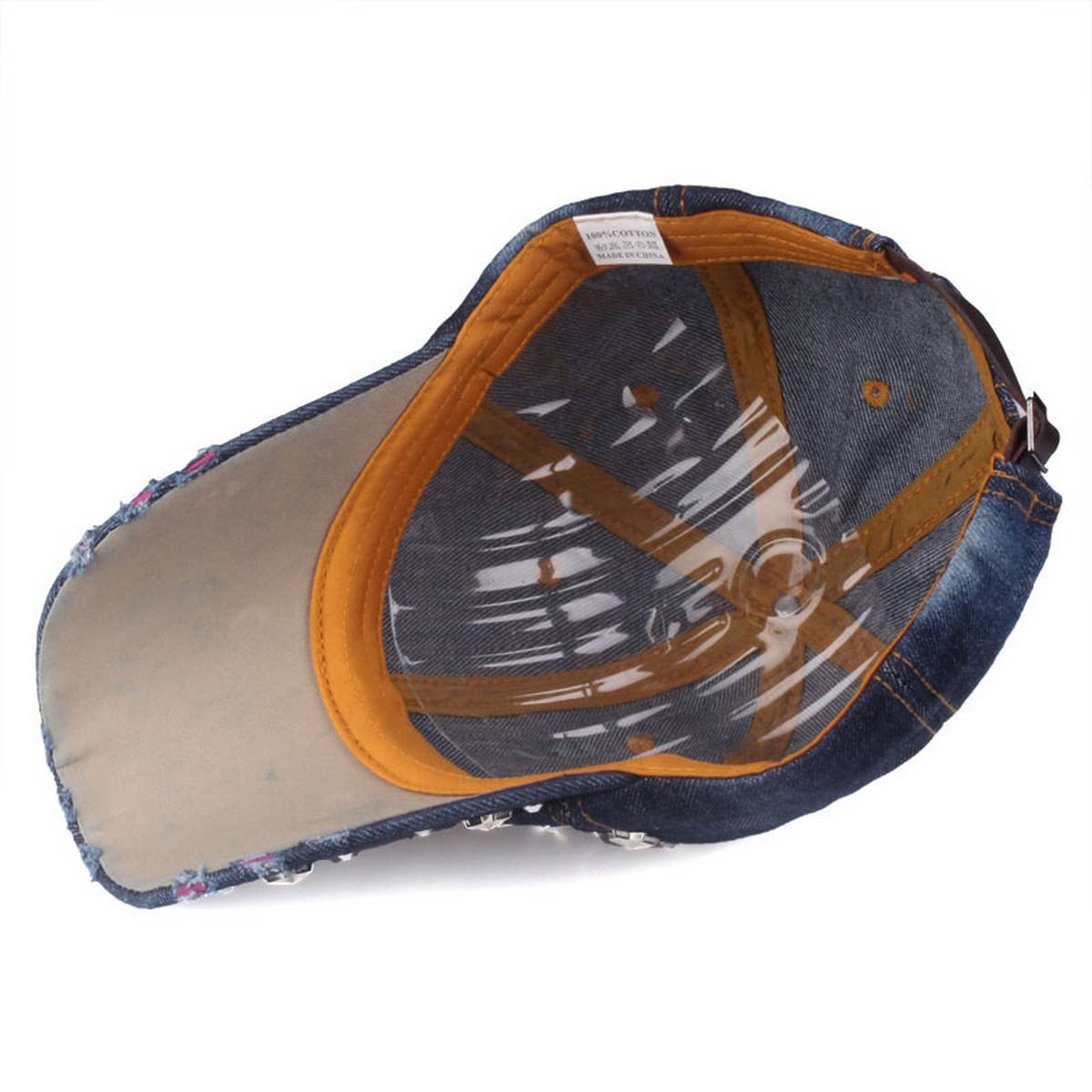 STARRY RHINESTONE DENIM BASEBALL CAP SUN HAT_CWAH0999