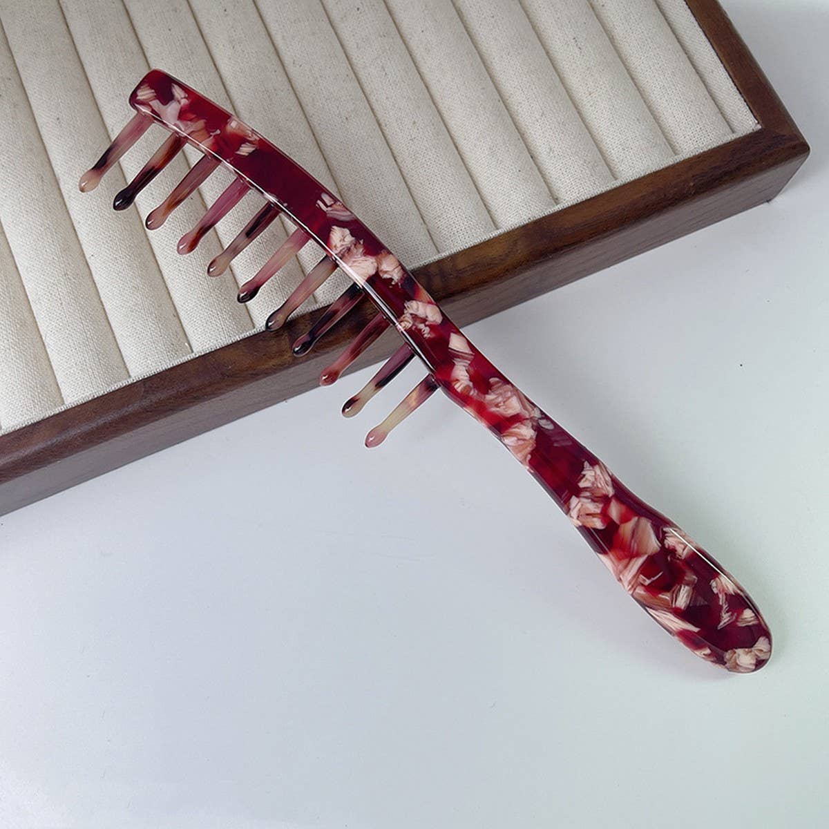 Vintage Wide Tooth Acetate Comb For Curly Hair_Cwmm6444