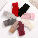 CUTE BUNNY FUR MITTENS WARM DOUBLE FLEECE_CWAG0250