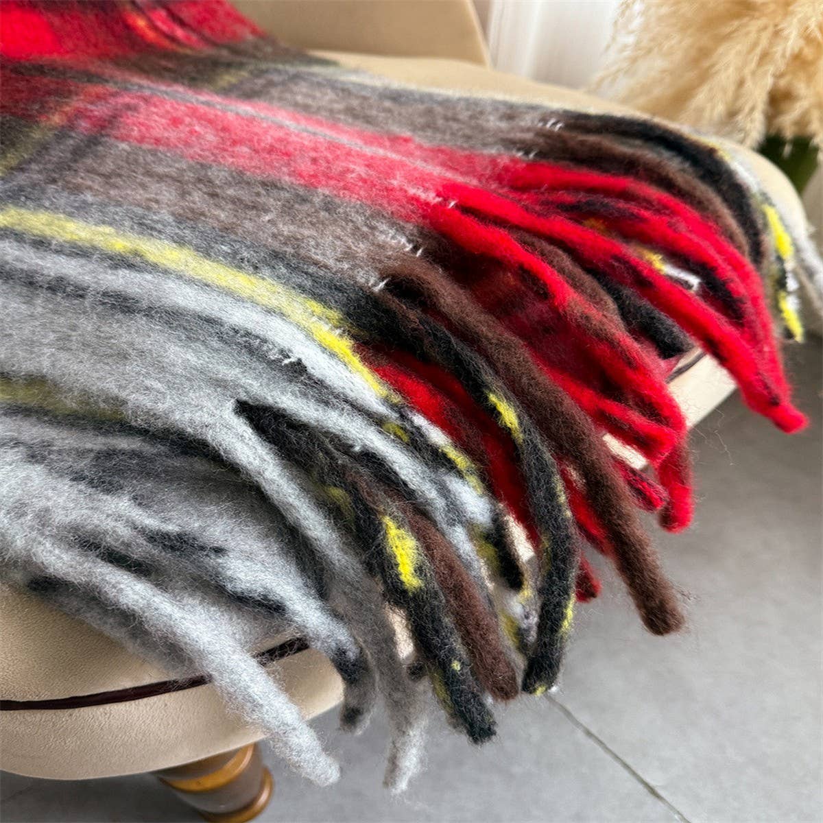 Rainbow Mohair Plaid Scarf Women Winter Wrap_Cwasc03465