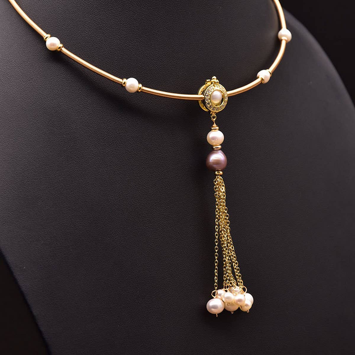 Womens Vintage Tassel Natural Pearl Necklace