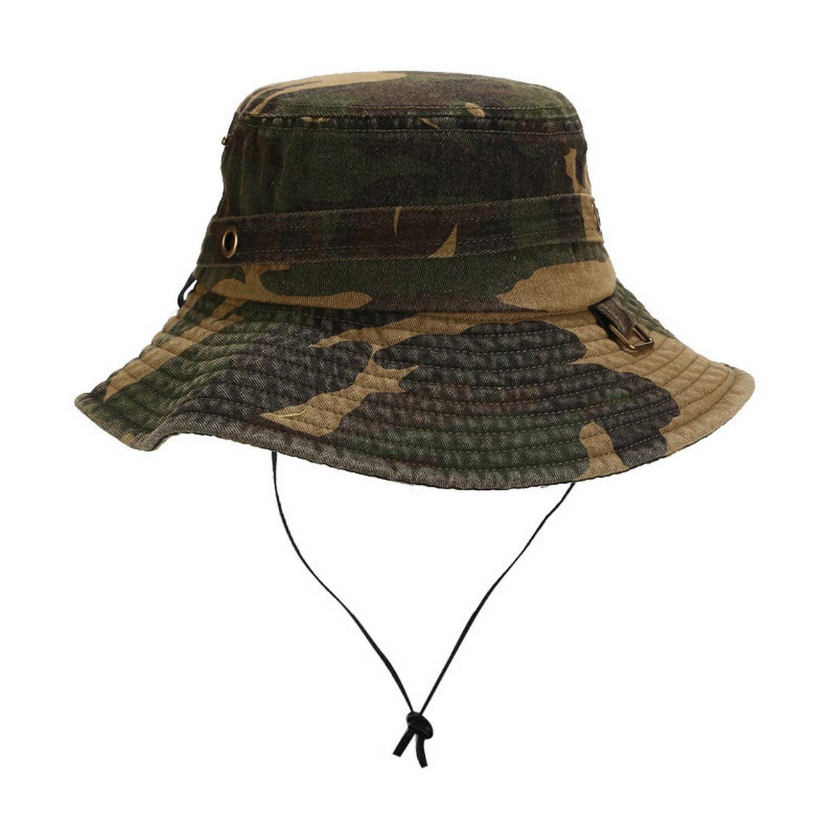 Washed Camo Cotton Bucket Hat For Outdoor Travel_Cwah3840