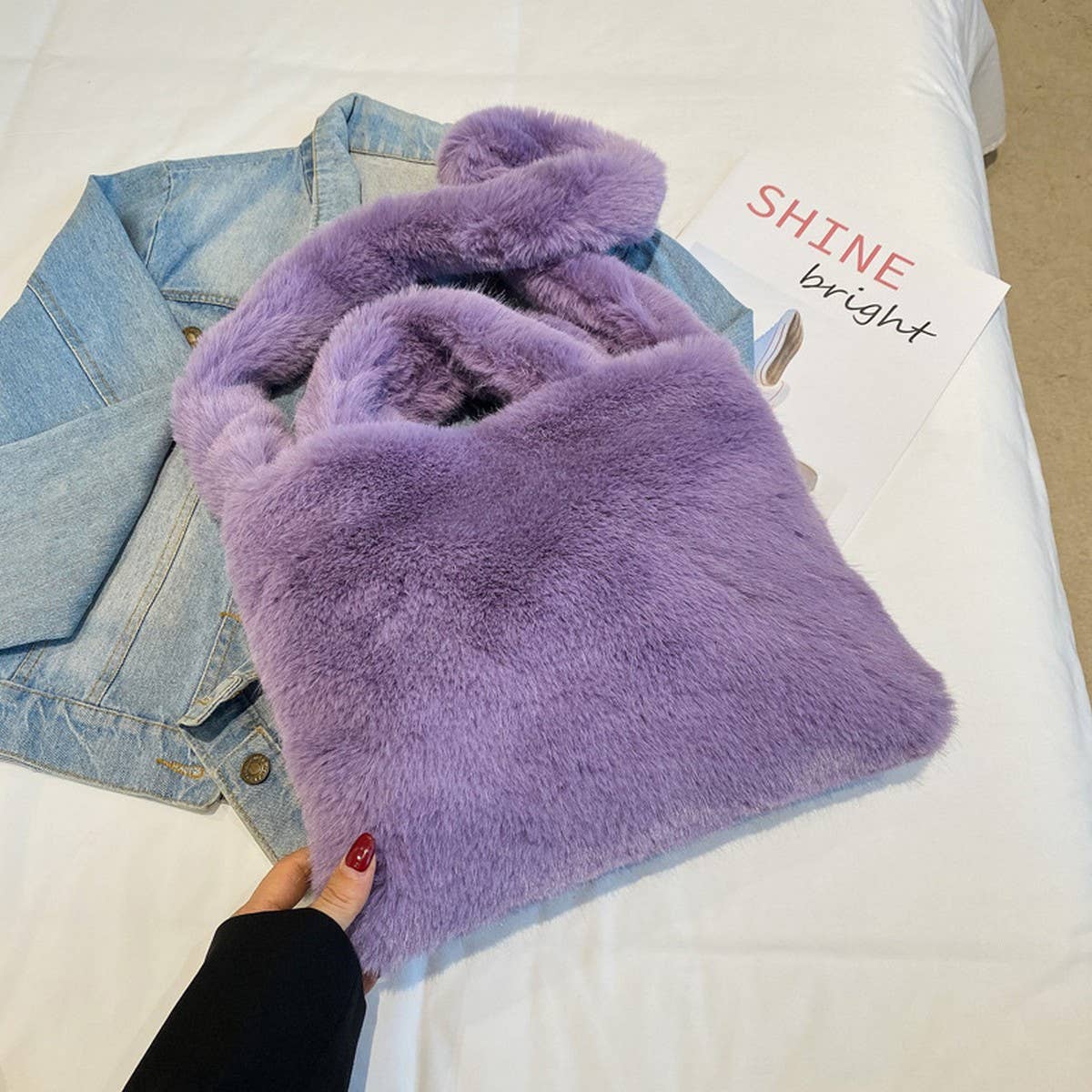 PLUSH TOTE BAG WOMEN LARGE SHOULDER CROSSBODY_CUAB00561