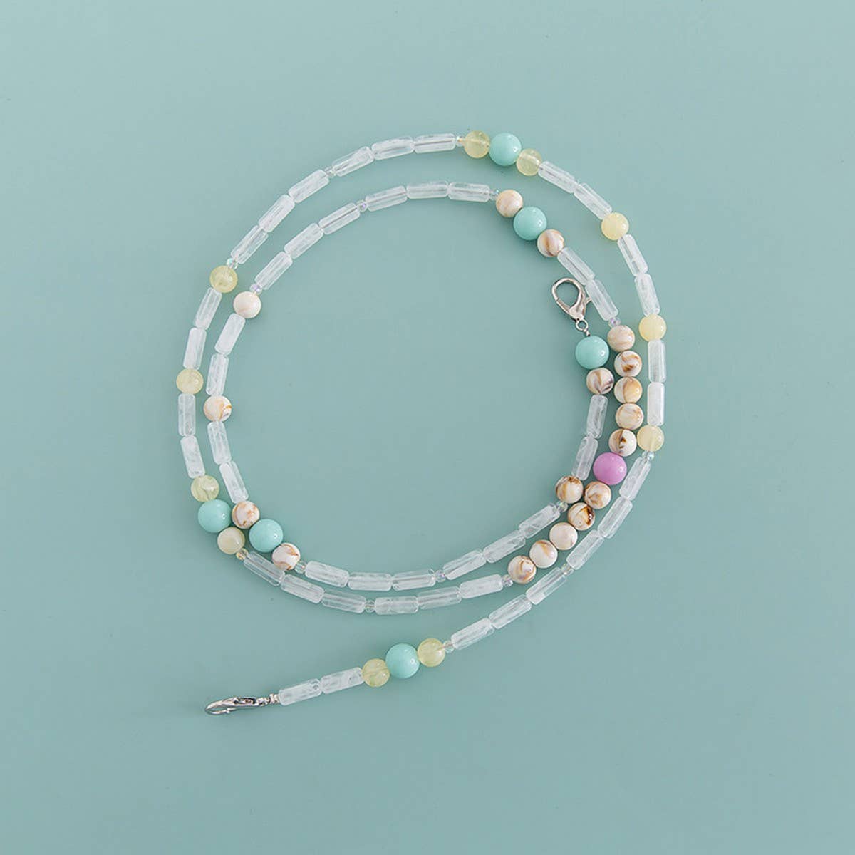 LONG CLASP PURSE WITH SINGLE BEAD CHAIN STRAP_CWMM5068