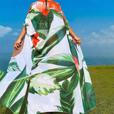 PLANT PRINT MESH LONG BEACH COVER UP BOHO STYLE_CWBLS0470