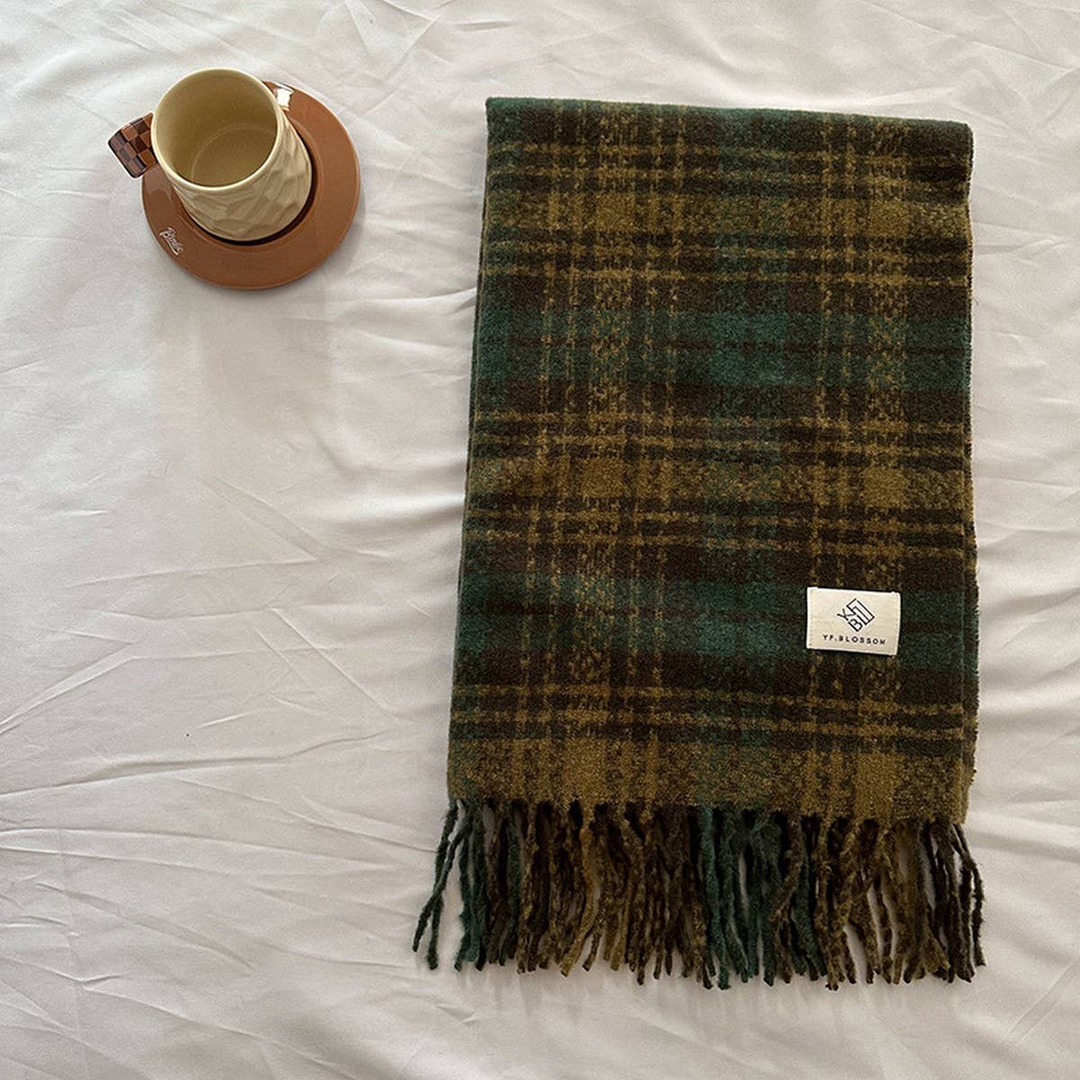 BROWN CHECK SCARF THICK DUAL USE WINTER WRAP_CWASC2299