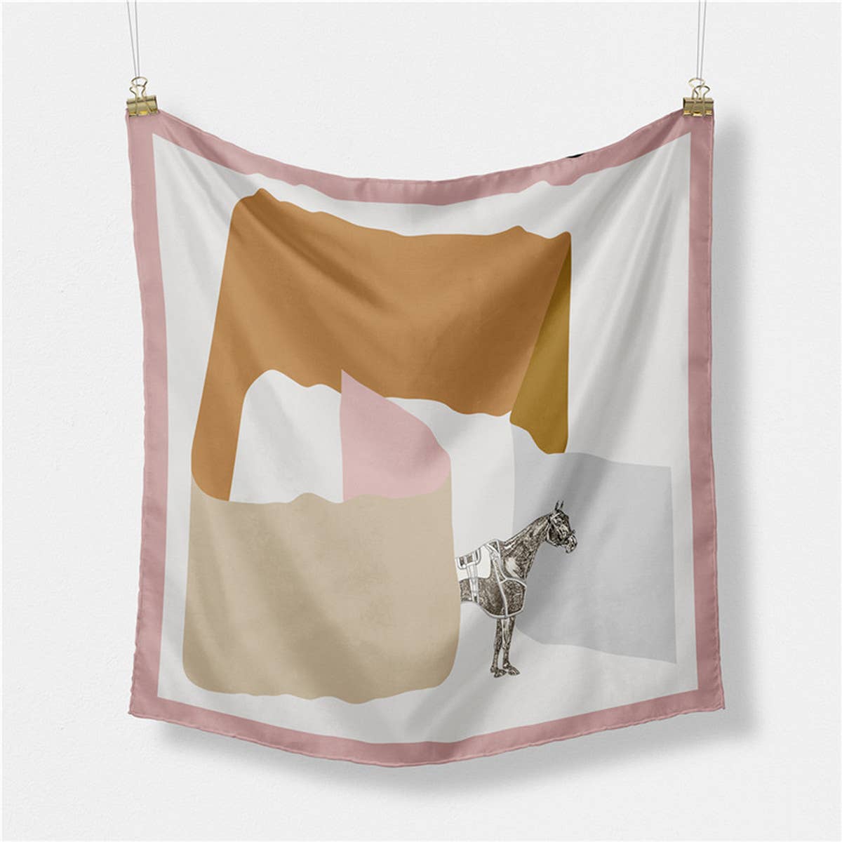 GEOMETRIC PRINT REVERSIBLE SATIN SCARF FOR SUMMER_CWASC0655