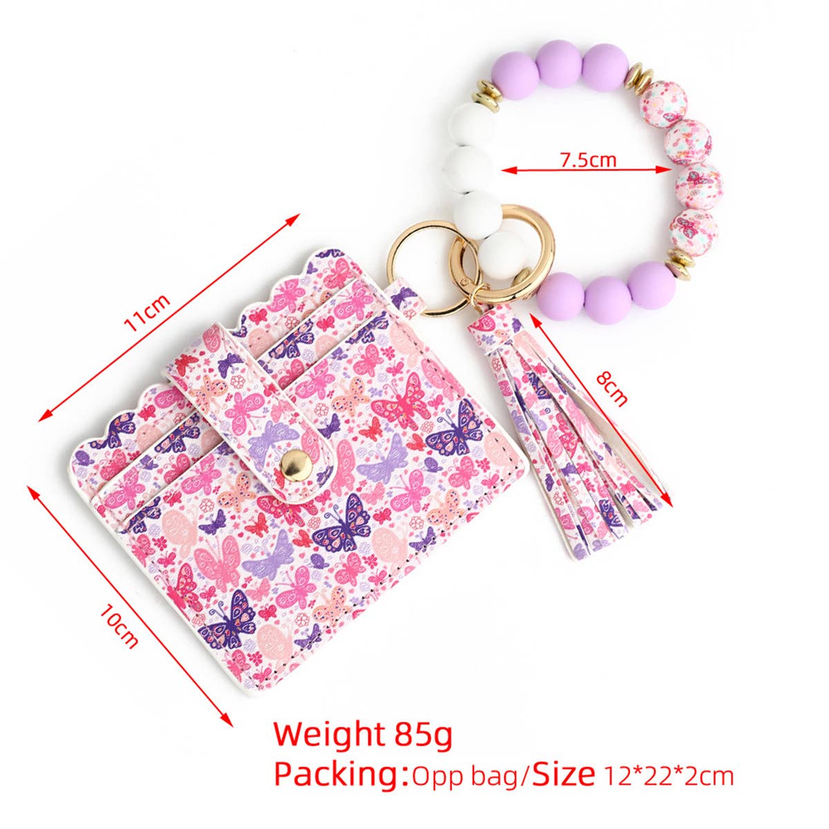 HEART PRINT BRACELET CARD HOLDER KEYCHAIN_CWMM1288