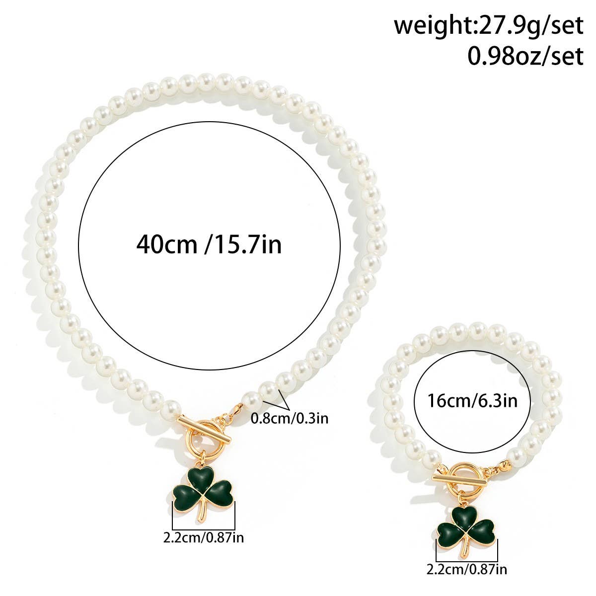 CLOVER PEARL NECKLACE BRACELET SET_CWAJE1131