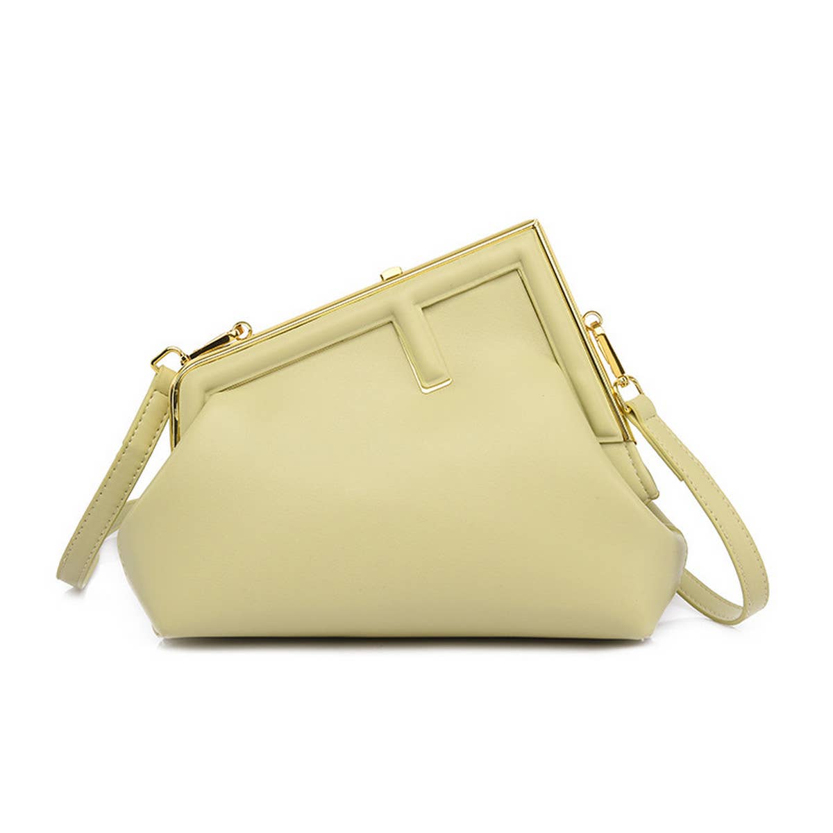 RETRO SIMPLE METAL CLIP SHOULDER BAG_CWAB1598