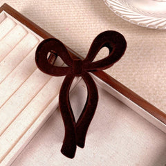 Solid Color Bow Flocking Hair Claw Clip _Cwaha07837