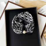 SILKY PRINT SCARF NECKLACE PEARL MAGNETIC CLASP_CWASC0820