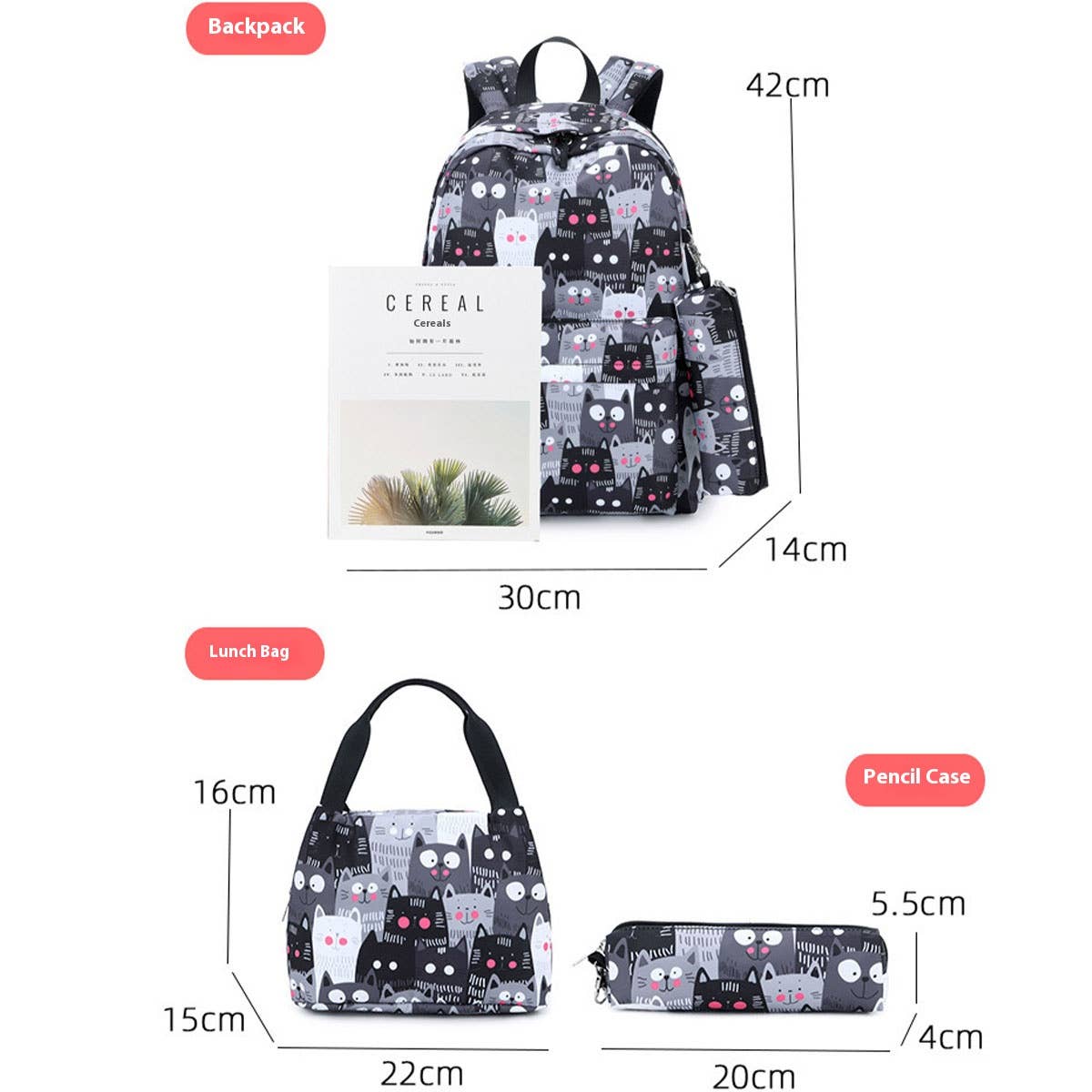 BACKPACKS FOR SCHOOL 3 PIECE PRINT SET FOR GIRLS_CWAB5478