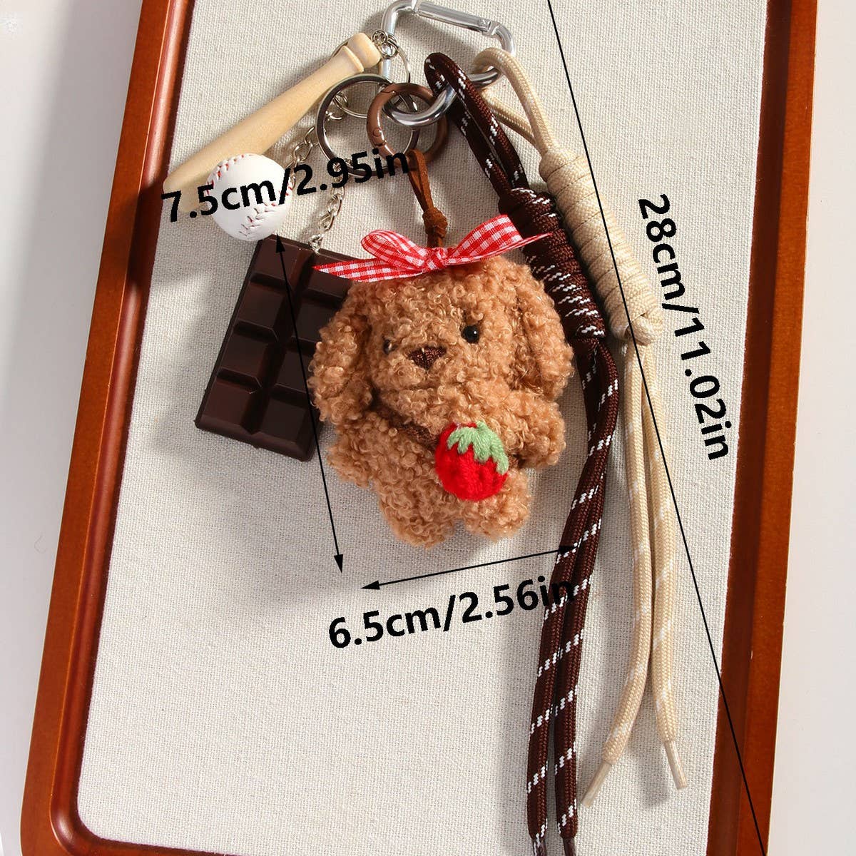 FLUFFY DOG DOLL KEYCHAIN WITH BOW CORD_CWMM7646