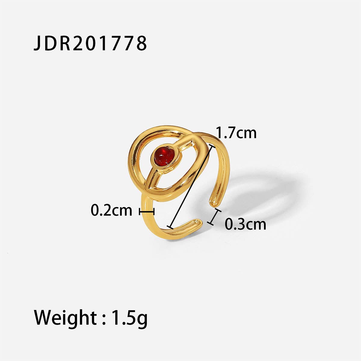 GOLD STAINLESS STEEL INLAID NATURAL STONE RINGS_CWAJE0611