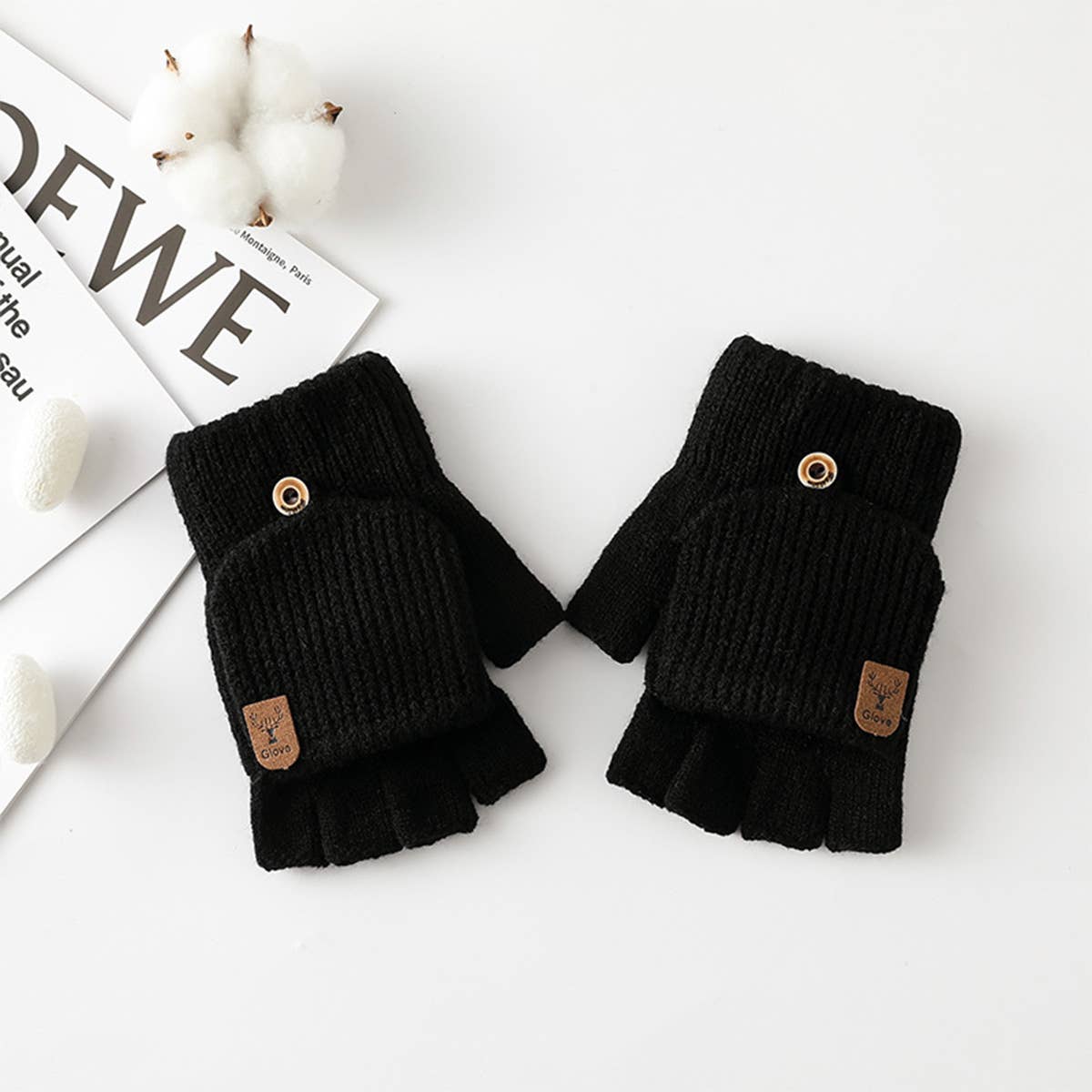 Winter Warm Half Finger Flip Touch Screen Gloves_Cwmm1495