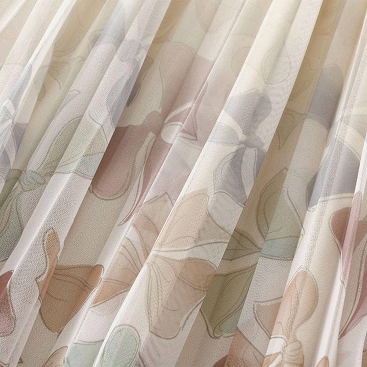 FLORAL PRINT TULLE PLEATED MIDI SKIRT_CWBMS0406