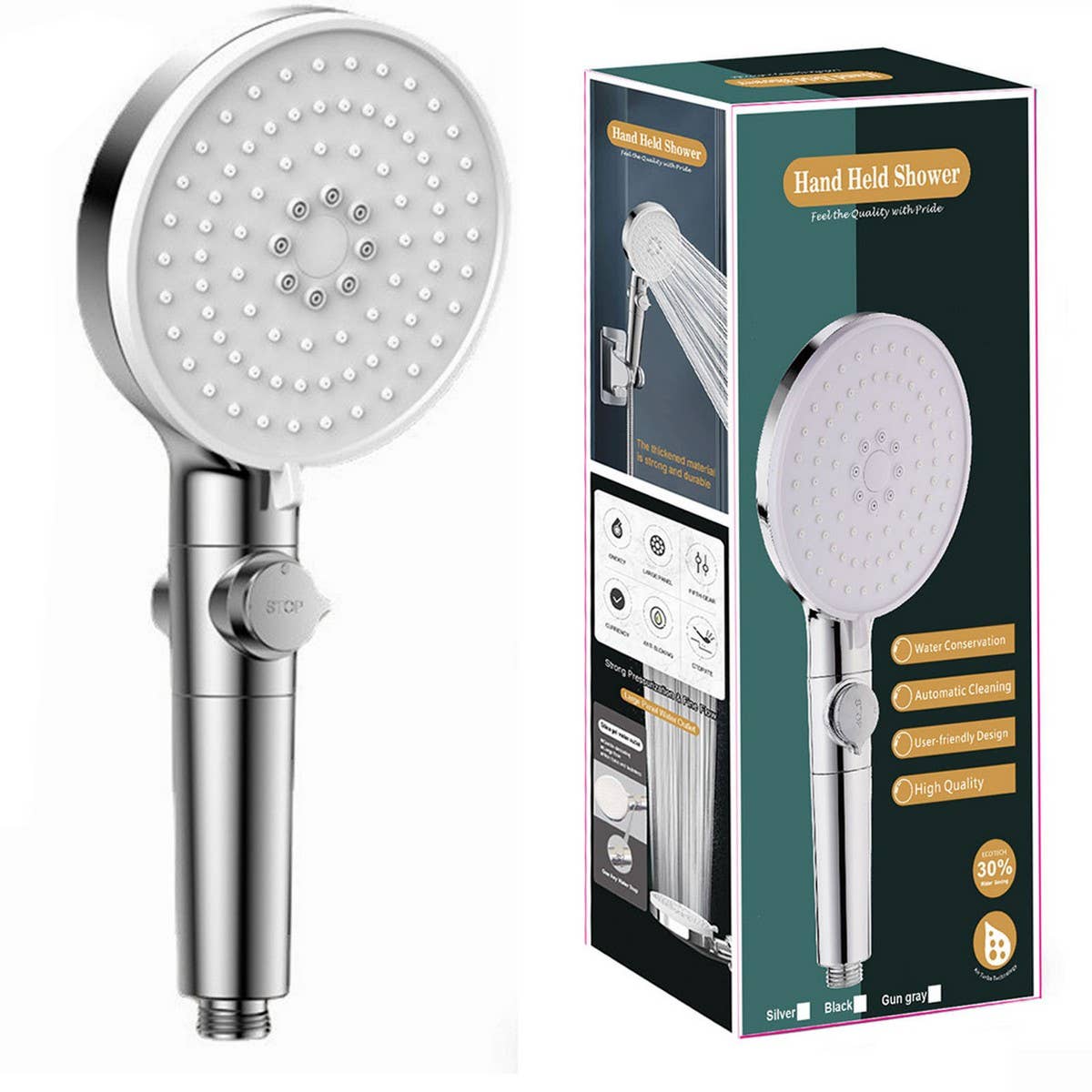 FIVE SPEED MULTI FUNCTION BOOSTER SHOWER HEAD_CWASC1716