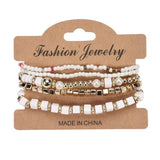 Cwaje05699_Boho Multi Strand Beaded Pearl Elastic Bracelet