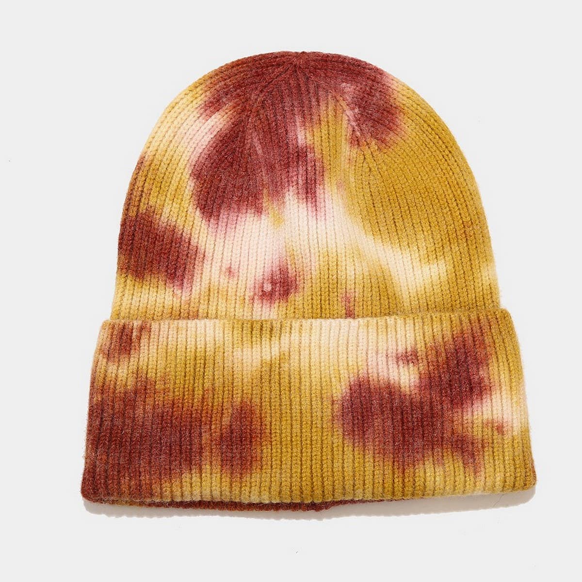 OUTDOOR WARM CURLED EDGE TIE DYE KNITTED HAT_CWAH1593