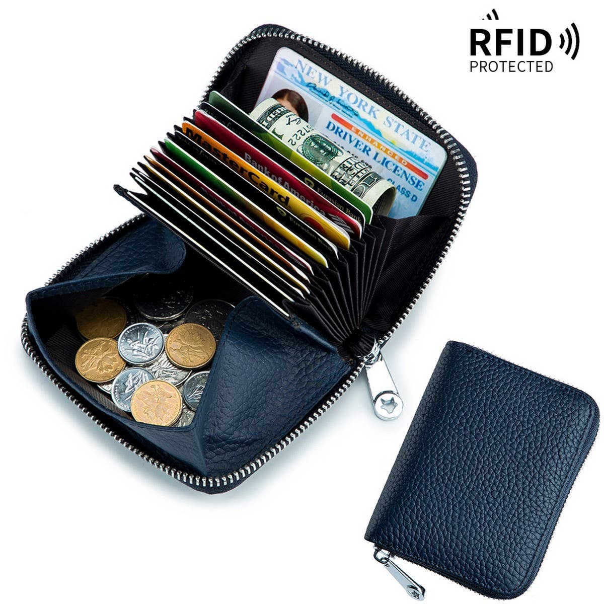 COIN PURSE ZIPPER GENUINE LEATHER CARD HOLDER_CWAB3831