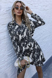 Tie Dyed Printed Long Sleeved Dress_Cwdsd2274