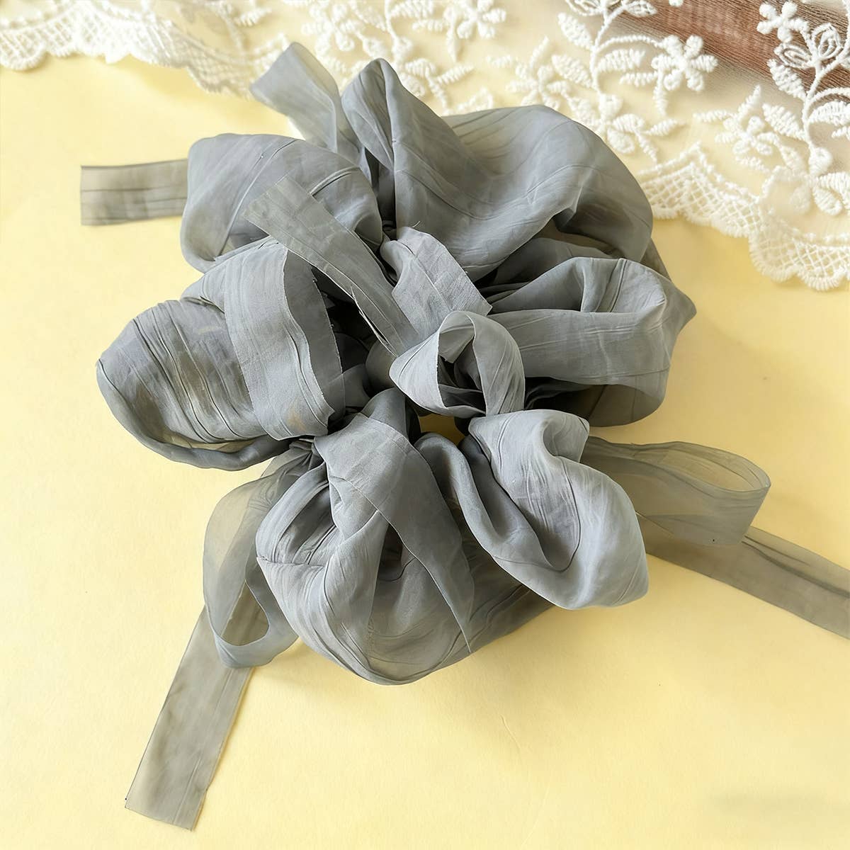 Oversized Chiffon Ribbon Scrunchie Hair Tie Women_Cwaha07537