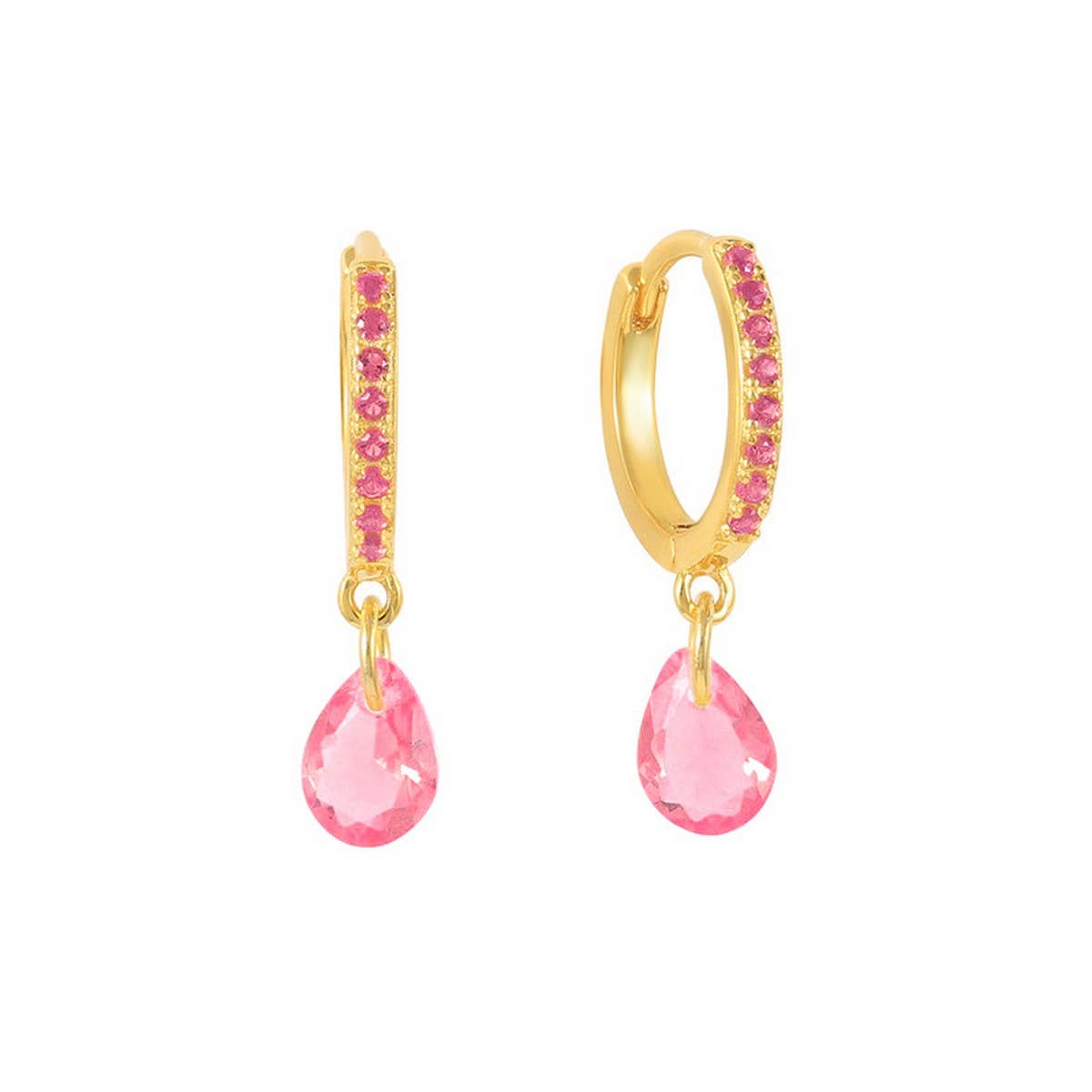 GEOMETRIC TEARDROP DIAMOND FRENCH EARRINGS_CWAJE1758
