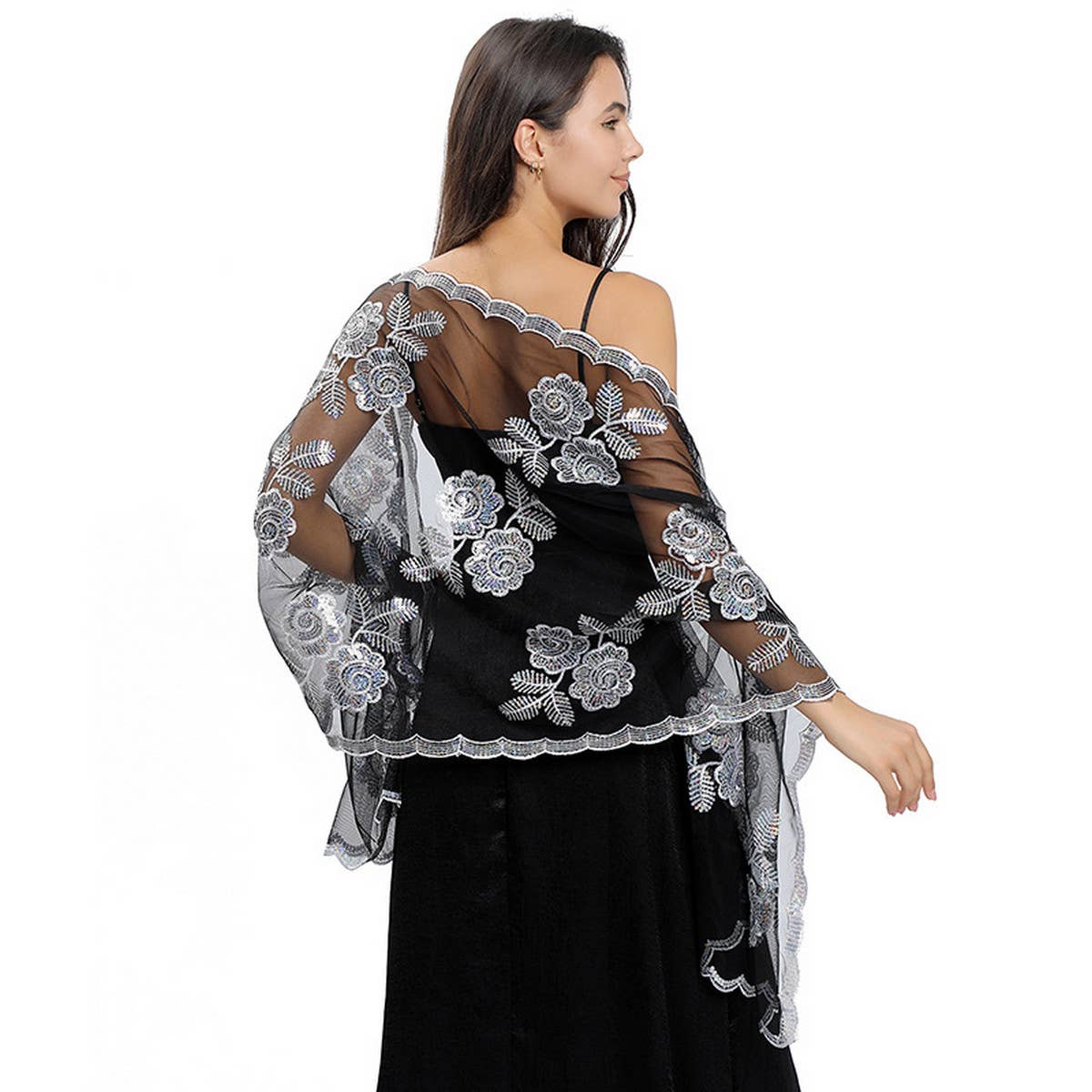 NEW ARRIVAL FLOWER SEQUIN EMBROIDERED SHAWL_CWASC1087