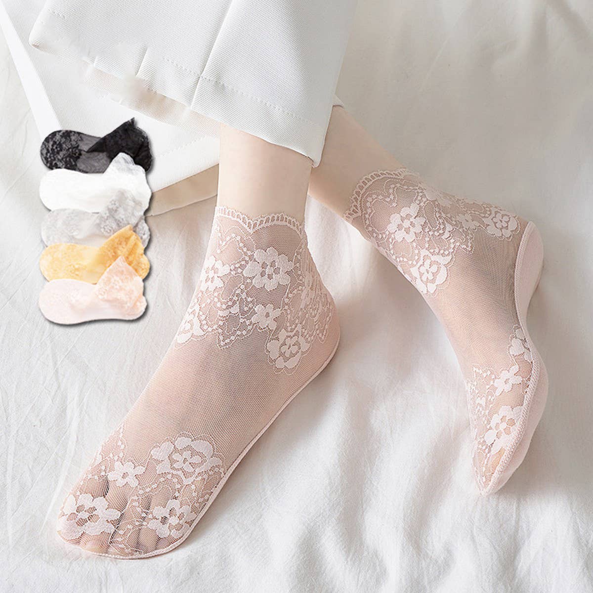 THIN SHORT SOCKS FOR SUMMER MESH LACE SOCKS_CWMS0507