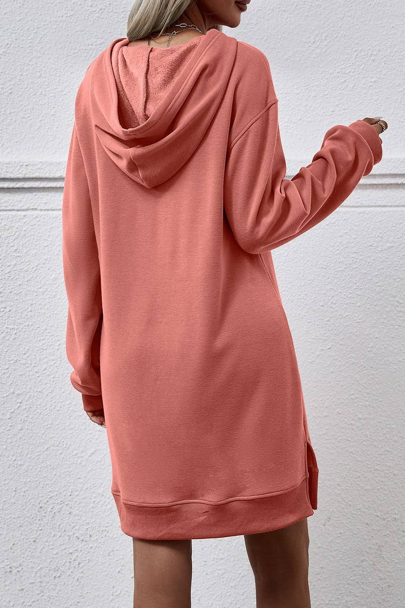 Split Long Hoodie Dress_Cwdsd2041