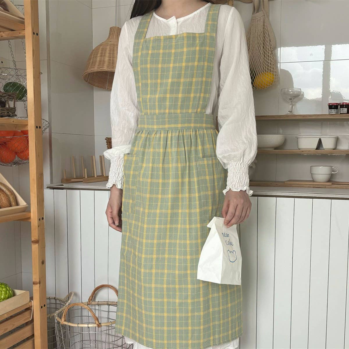 PLAID APRON FOUR COLOR CAFE WORK APRON_CWMM5813