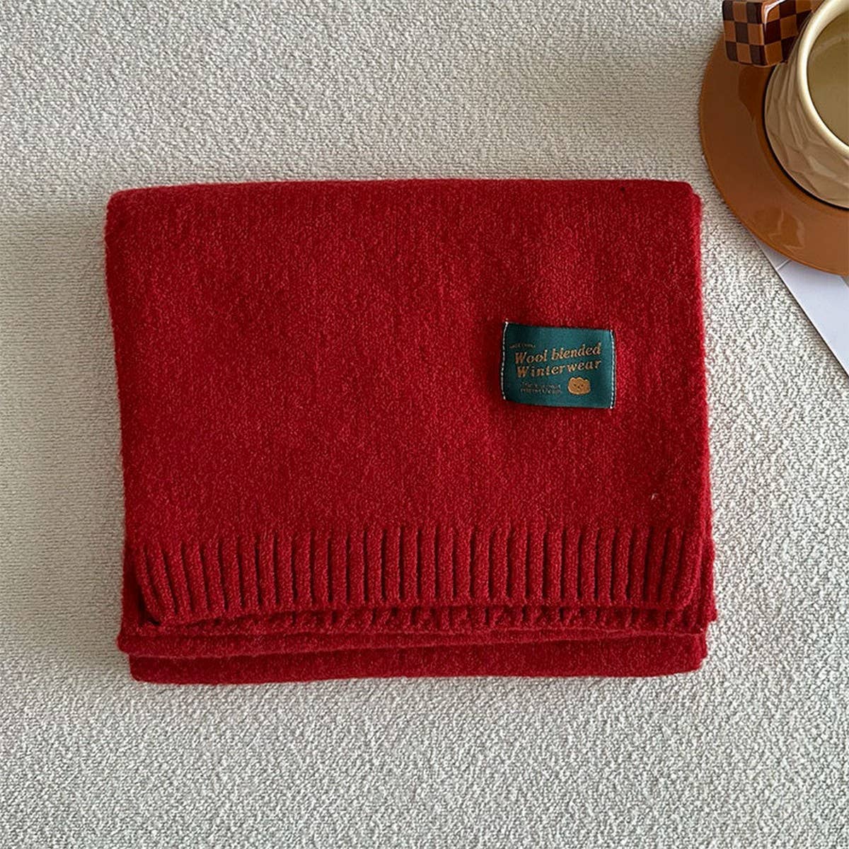 SOLID WOOL BLEND KNIT SCARF FOR WOMEN WARMTH_CWASC2284