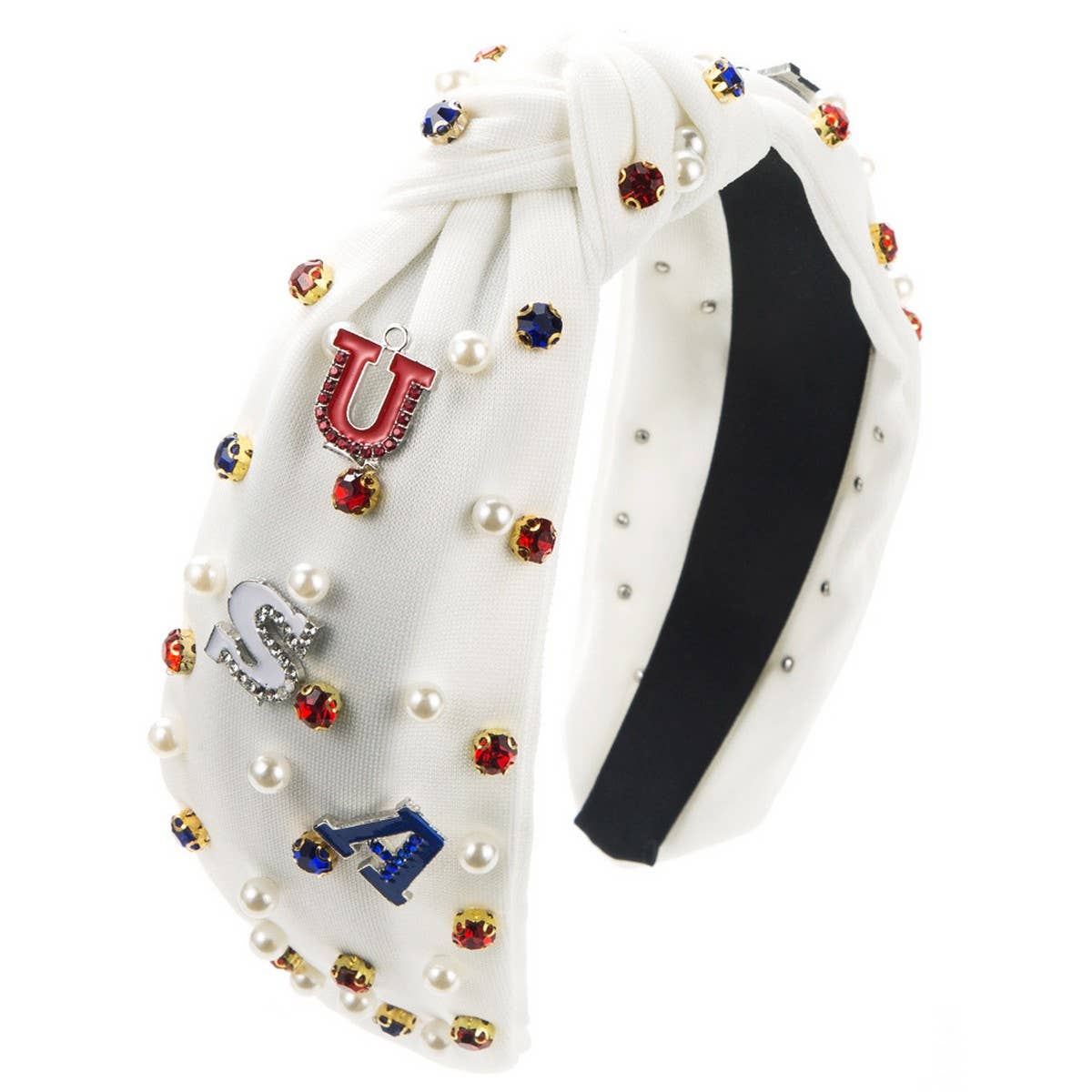 INDEPENDENCE DAY DIAMOND LETTERED PEARL HEADBAND_CWAHA1257